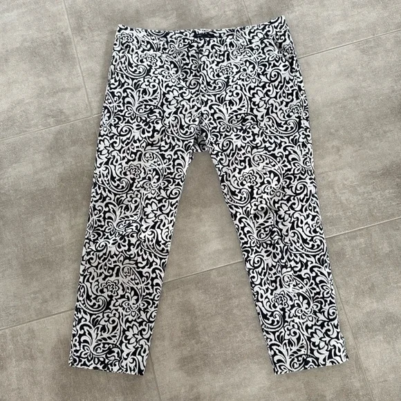 TOMMY HILFIGER Navy Blue Waverly Print Slim Pants- Size 10 - Picture 4 of 10